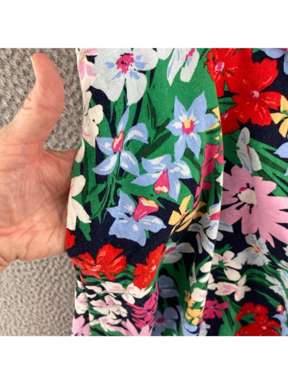 Old Navy Dress Womens Extra Large Navy Multi Floral Linen Fit & Flare Sundress - Picture 5 of 11
